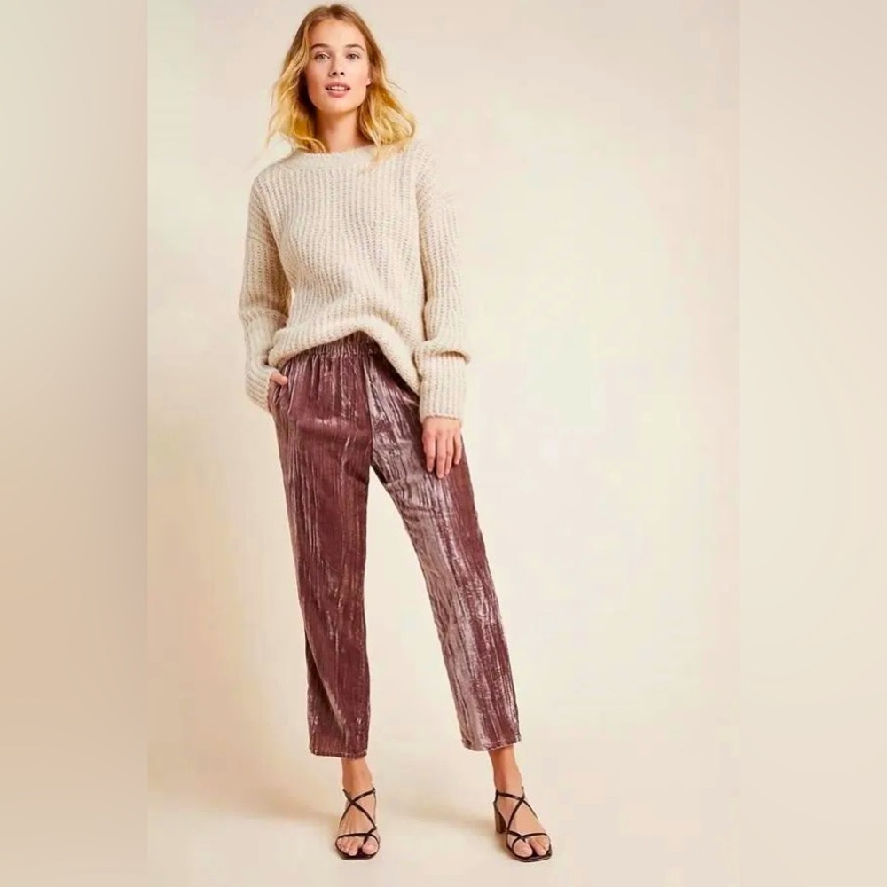 Anthropologie Tina + Jo Josephine Velvet Tapered Ankle Pants